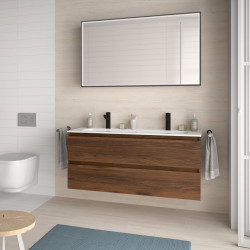 Meuble de salle de bain SPIRIT 1200 2 tiroirs métalliques NOYER MAYA - SALGAR 102849 