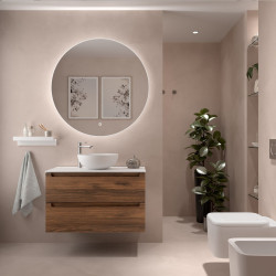 Meuble de salle de bain MONTERREY 800 2 tiroirs métallique NOYER MAYA - SALGAR 102939 