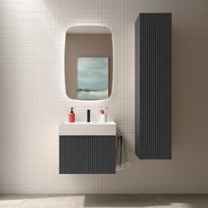 Meuble de salle de bain BIBA 600 1 tiroir et 1 tiroir intérieur anthracite mat - SALGAR 103053 