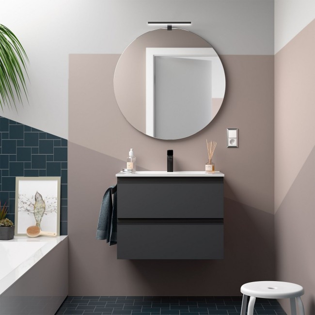 Meuble de salle de bain SPIRIT 700 2 tiroirs métalliques anthracite mat - SALGAR 103465 