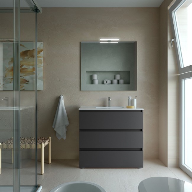 Meuble de salle de bain SPIRIT 900 3 tiroirs métalliques GREEN FOREST - SALGAR 103500 