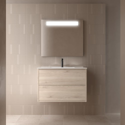 Ensemble Salle De Bains Optimus 80 2 Tiroirs Chêne Naturel - SALGAR 104612 