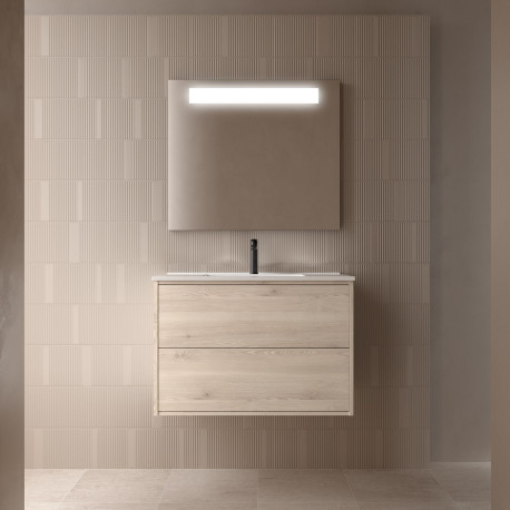 Ensemble Salle De Bains Optimus 80 2 Tiroirs Chêne Naturel - SALGAR 104612 