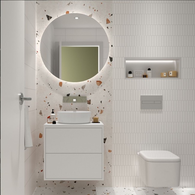 Ensemble Salle De Bains Optimus 60 2 Tiroirs White Satin - SALGAR 104645 