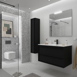 Ensemble Salle De Bains Attila 100 2 Tiroirs Black Satin - SALGAR 104824 