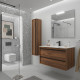 Meuble salle de bains + Vasque 100cm 2 tiroirs Noyer Maya ATTILA - SALGAR 104830