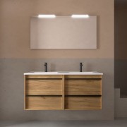 Meuble salle de bains + Vasque 120cm 4 tiroirs Chêne Africain ATTILA - SALGAR 104837