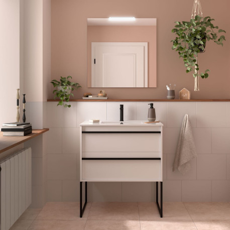 Ensemble Salle De Bains Attila 80 2 Tiroirs White Satin - SALGAR 104904 
