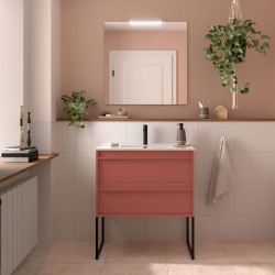 Ensemble Salle De Bains Attila 80 2 Tiroirs Red Satin - SALGAR 104908 