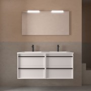 Meuble salle de bains + Vasque 120cm 4 tiroirs White Satin ATTILA - SALGAR 104922