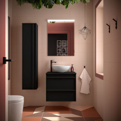 Ensemble Salle De Bains Attila 60 2 Tiroirs Black Satin - SALGAR 104939 