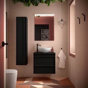 Meuble salle de bains 60cm 2 tiroirs Black Satin ATTILA - SALGAR 104939