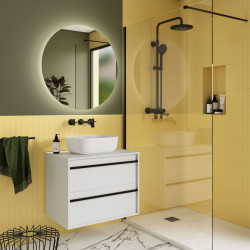 Ensemble Salle De Bains Attila 70 2 Tiroirs White Satin - SALGAR 104946 