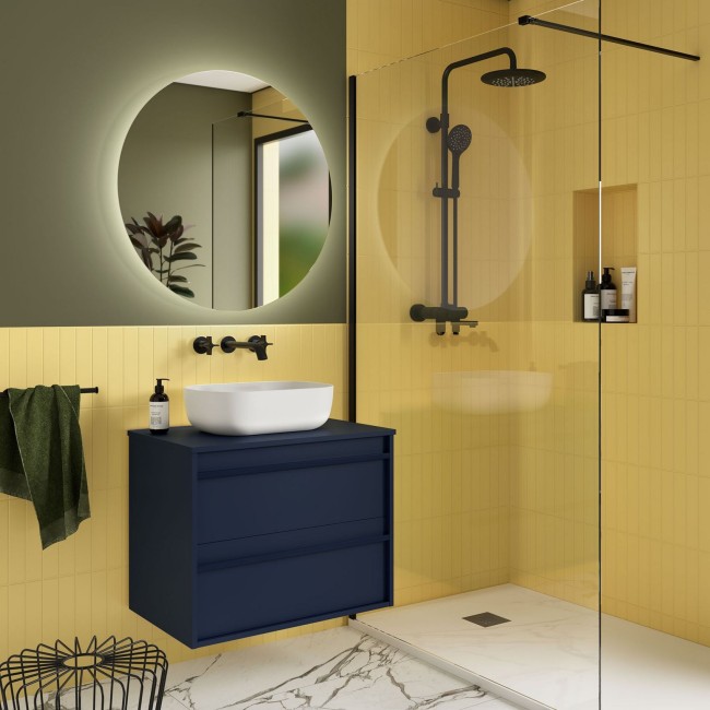 Ensemble Salle De Bains Attila 70 2 Tiroirs Blue Satin - SALGAR 104948 