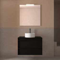 Ensemble Salle De Bains Attila 80 2 Tiroirs Black Satin - SALGAR 104955 