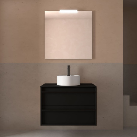 Ensemble Salle De Bains Attila 80 2 Tiroirs Black Satin - SALGAR 104955 