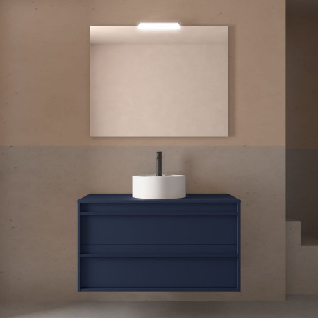 Ensemble Salle De Bains Attila 100 2 Tiroirs Blue Satin - SALGAR 104966 