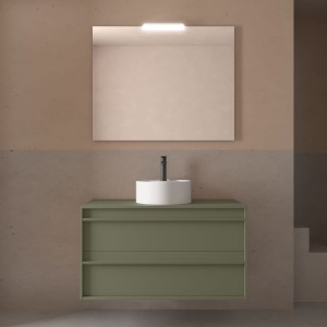 Meuble salle de bains 100cm 2 tiroirs Green Satin ATTILA - SALGAR 104967