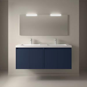 Meuble salle de bains 140cm 4 portes Blue Satin NOJA - SALGAR 105098