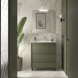 Ensemble Salle De Bains Attila 80 3 Tiroirs Green Satin - SALGAR 105215 