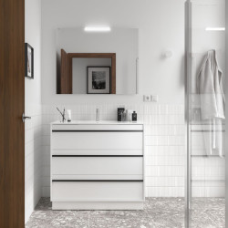 Ensemble Salle De Bains Attila 100 3 Tiroirs White Satin - SALGAR 105220 