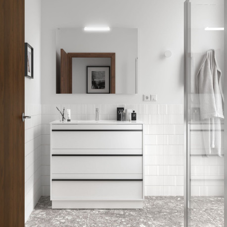 Ensemble Salle De Bains Attila 100 3 Tiroirs White Satin - SALGAR 105220 
