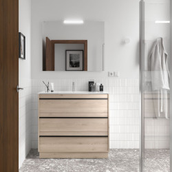 Ensemble Salle De Bains Attila 100 3 Tiroirs Chêne Naturel - SALGAR 105225 