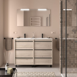 Meuble salle de bains 120cm 6 tiroirs Chêne Naturel ATTILA - SALGAR 105234