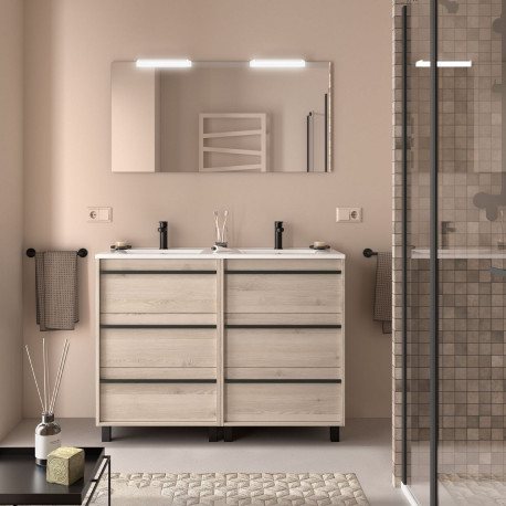 Ensemble Salle De Bains Attila 120 6 Tiroirs Chêne Naturel - SALGAR 105234 