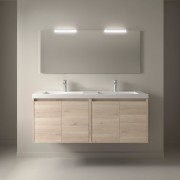 euble salle de bains et miroir 140cm 4 portes Chêne Naturel NOJA - SALGAR 105315