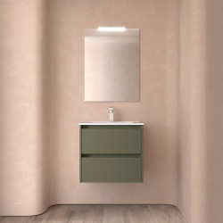 Ensemble Salle De Bains Noja 60 2 Tiroirs Green Satin - SALGAR 105376 