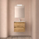 Meuble salle de bains 60cm 2 tiroirs et miroir Chêne Africain NOJA - SALGAR 105379