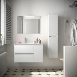 Ensemble Salle De Bains Noja 85 2 Tiroirs White Satin Droite - SALGAR 105400 