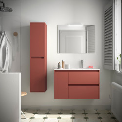 Ensemble Salle De Bains Noja 85 2 Tiroirs Red Satin Gauche - SALGAR 105413 