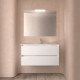 Meuble salle de bains 100cm 2 tiroirs et miroir Blanc Brillant NOJA - SALGAR 105426