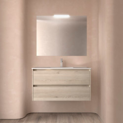 Ensemble Salle De Bains Noja 100 2 Tiroirs Chêne Naturel - SALGAR 105432 
