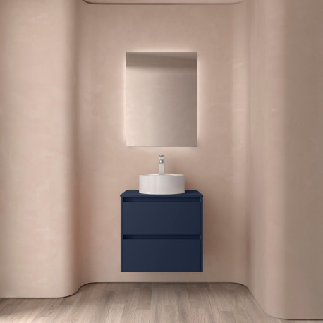 Ensemble Salle De Bains Noja 70 2 Tiroirs Blue Satin - SALGAR 105465 