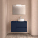 Ensemble Salle De Bains Noja 85 2 Tiroirs 1 Porte Blue Satin Gauche - SALGAR 105492