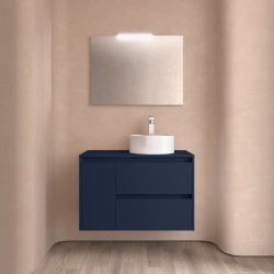 Ensemble Salle De Bains Noja 85 2 Tiroirs 1 Porte Blue Satin Gauche - SALGAR 105492 