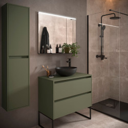 Ensemble Salle De Bains Noja 90 2 Tiroirs Green Satin - SALGAR 105502 