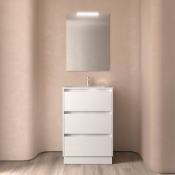 Ensemble Salle De Bains Noja 60 3 Tiroirs White Gloss - SALGAR 105619 