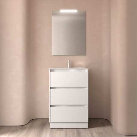 Ensemble Salle De Bains Noja 60 3 Tiroirs White Gloss - SALGAR 105619 