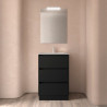 Meuble salle de bains 60cm 3 tiroirs et miroir Black Satin NOJA - SALGAR 105621