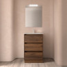 Meuble salle de bains 60cm 3 tiroirs et miroir Noyer Maya NOJA - SALGAR 105627