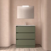 Meuble salle de bains 80cm 3 tiroirs et miroir Green Satin NOJA - SALGAR 105632