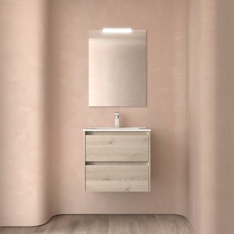 Ensemble Salle De Bains Noja 70 2 Tiroirs Chêne Naturel - SALGAR 106121 