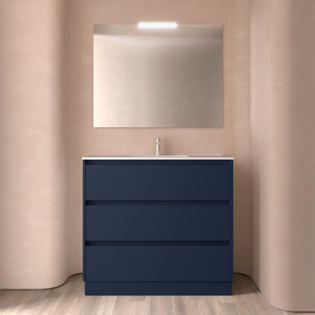 Ensemble Salle De Bains Noja 100 3 Tiroirs Blue Satin - SALGAR 106190 