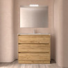 Meuble salle de bains 100cm 3 tiroirs et miroir Chêne Africain NOJA - SALGAR 106194