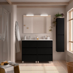 Ensemble Salle De Bains Noja 120 6 Tiroirs Black Satin - SALGAR 106198 