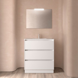 Ensemble Salle De Bains Noja 80 3 Tiroirs White Satin - SALGAR 106251 